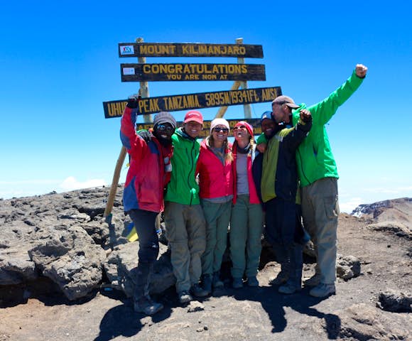People on summit of Kilimanjaro, Tanzania